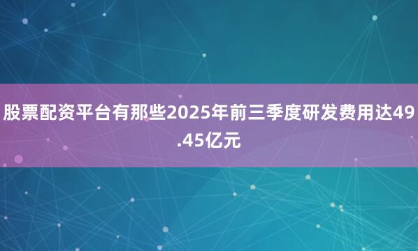 股票配资平台有那些2025年前三季度研发费用达49.45亿元