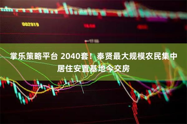 掌乐策略平台 2040套!奉贤最大规模农民集中居住安置基地今交房